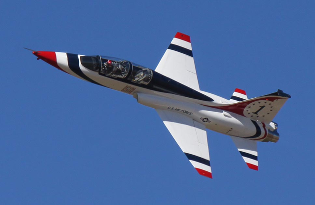 A privately-owned T-38 in USAF Thunderbirds livery